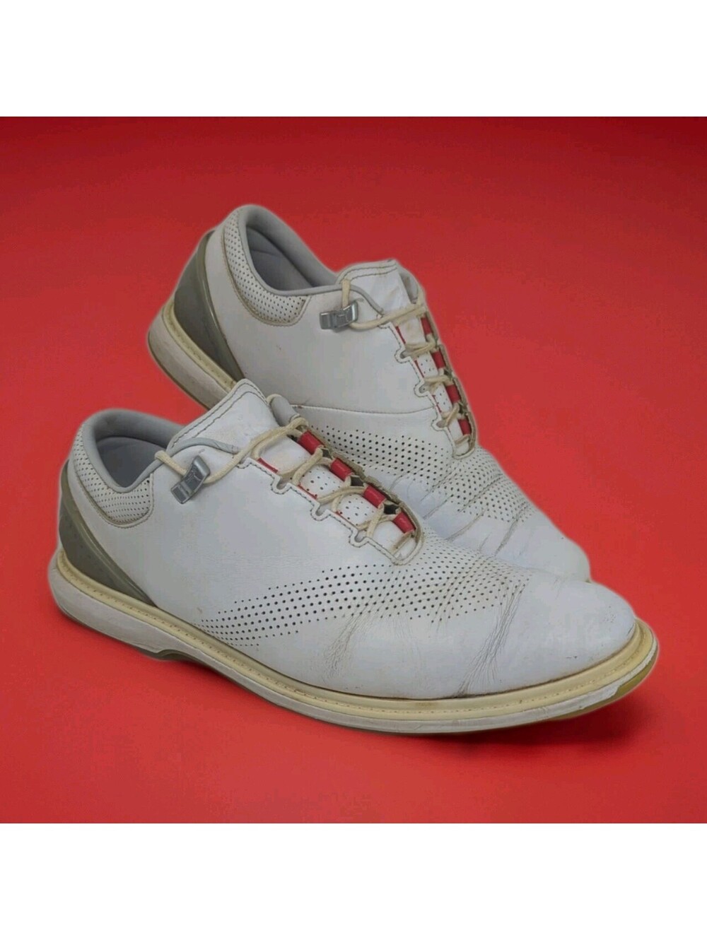 Nike Air Jordan ADG 4 Mens 12 46 Golf Shoes White Fire Red DM0103-105 Cleat Worn